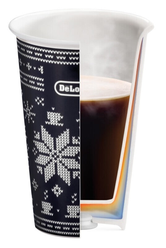 Delonghi tazza Winter ceramica termica doppia parete 300ml coperchio silicone