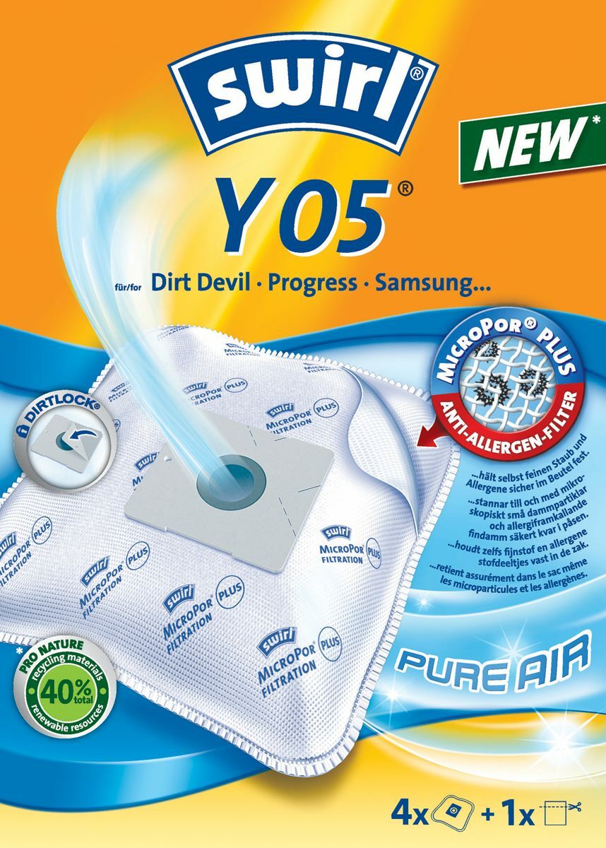 Swirl 4x sacchi microfibra aspirapolvere Delonghi Kosmos XTC XTJ Nilfisk Dirt