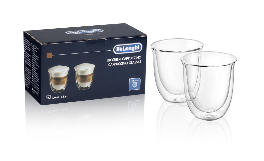Delonghi 2x tazzine bicchieri per latte macchiato in vetro doppia parete 330ml