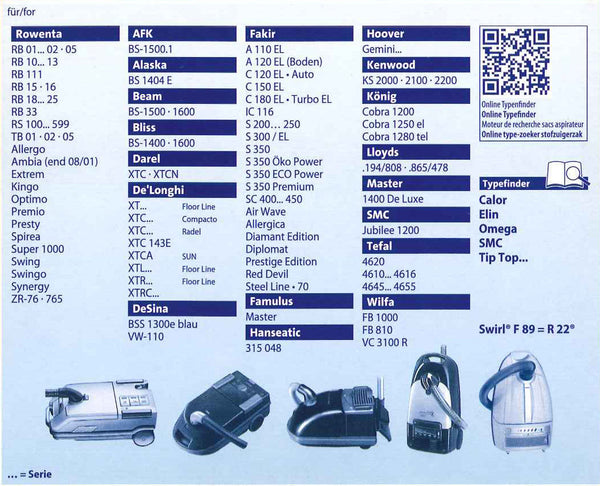 Swirl R22 4 sacchi microfibra aspirapolvere Compacto Maximum Hoover Gemini Faki