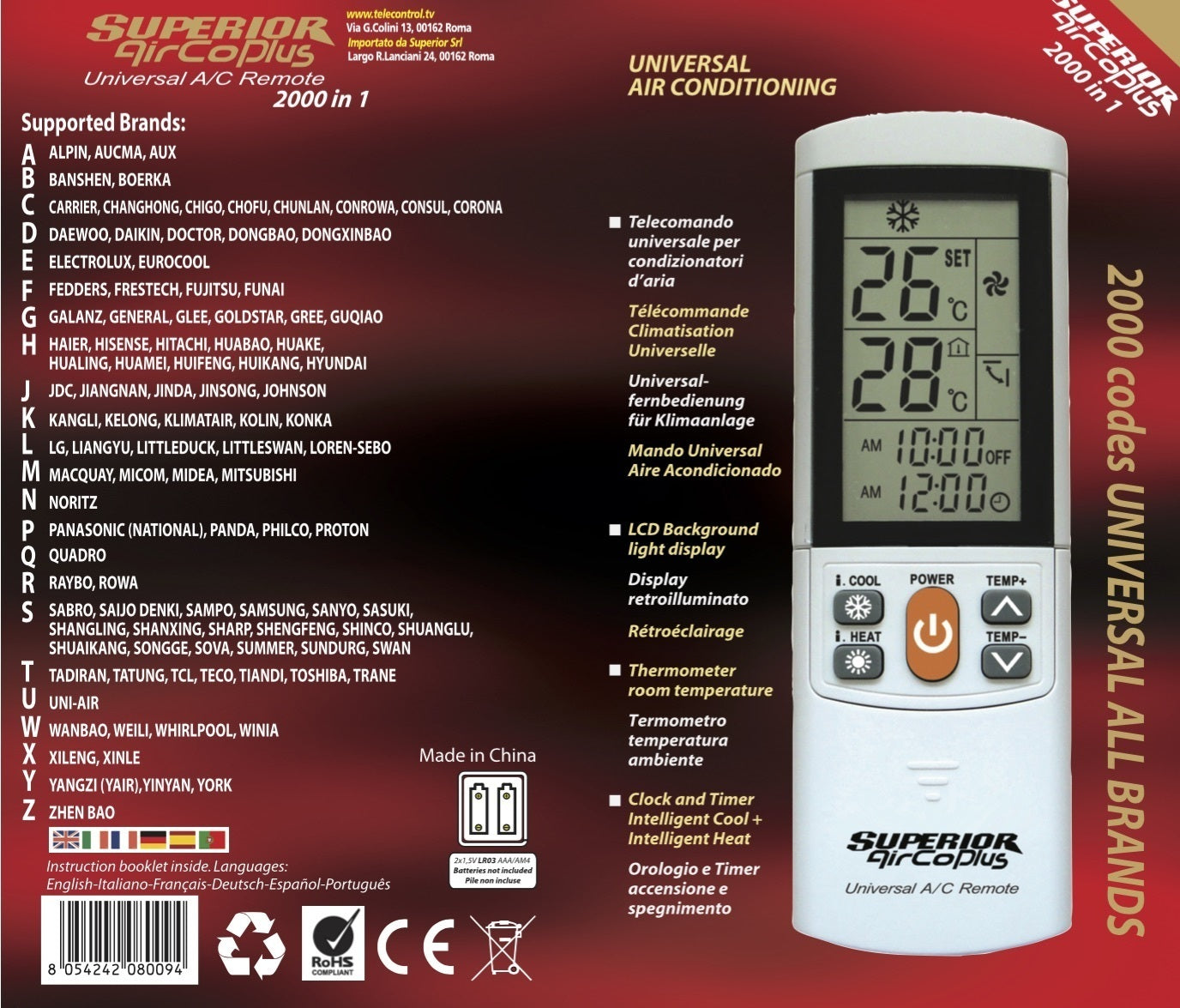 Superior AirCo telecomando universale condizionatore per Panasonic Daikin LG