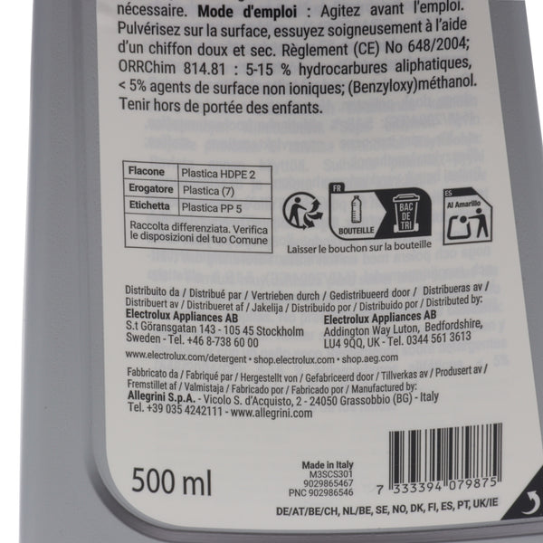 Electrolux Steel Care spray detergente acciaio inox 500ml extra delicato lucida