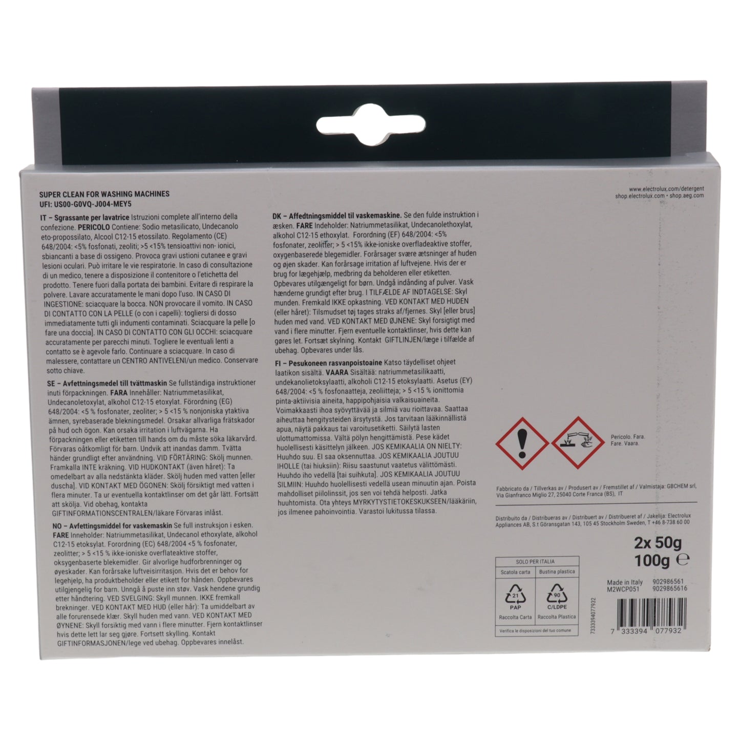 Electrolux AEG Zanussi sgrassante pulitore anti muffa morchia lavatrice 12 mesi