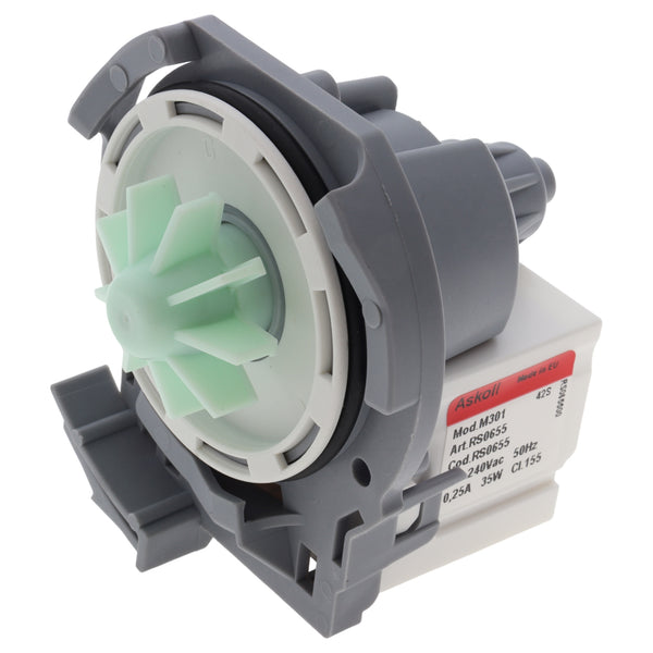 Pompa scarico Askoll M301 RS0655 35W 240V per lavastoviglie Whirlpool Ignis ADP