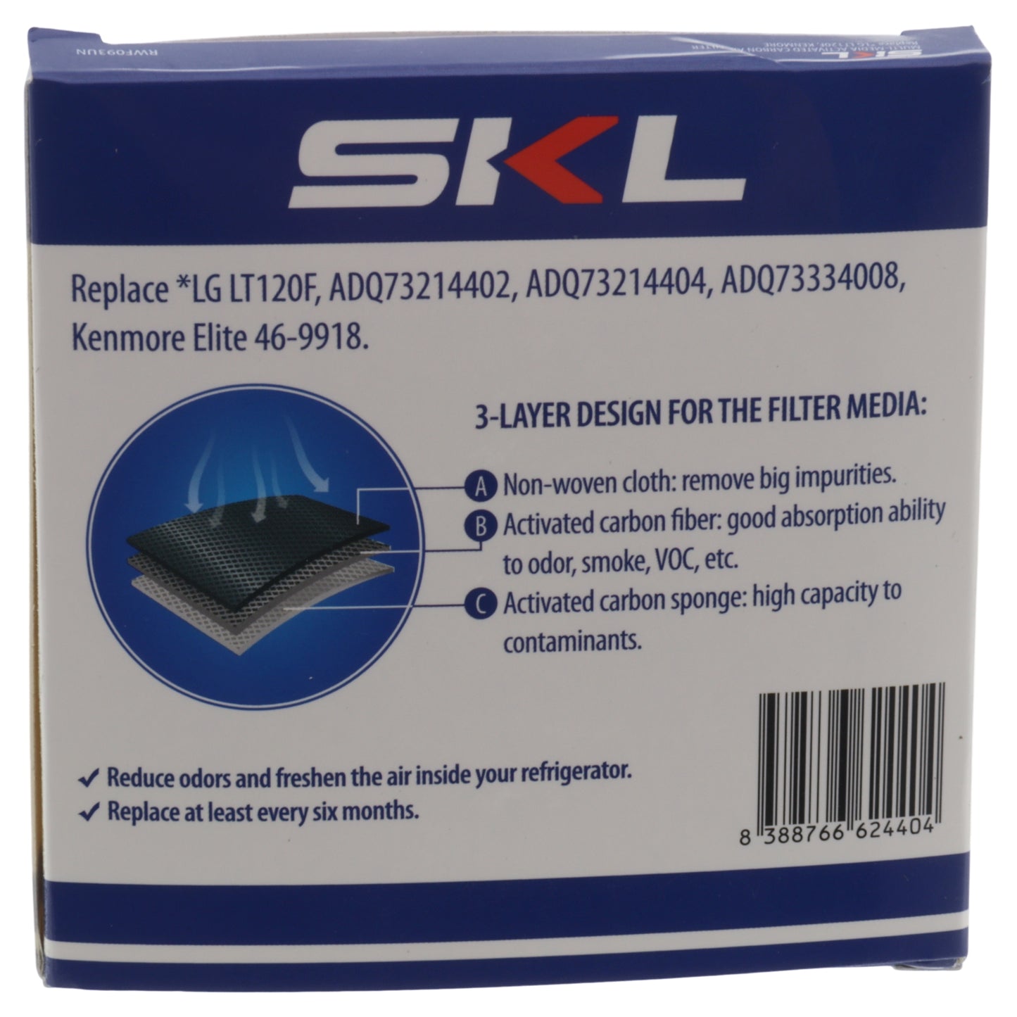 Filtro aria carboni attivi 81x81mm per frigorifero LG GCB22 GCJ23 GCX24 GML8 GS91 GSX96