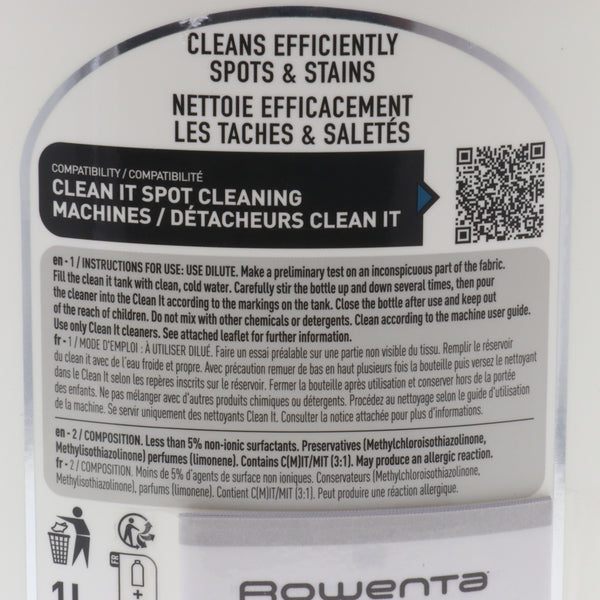 Rowenta detergente 1L pet animali lavatappeti Clean It IN5010 IN5020 IZ5020